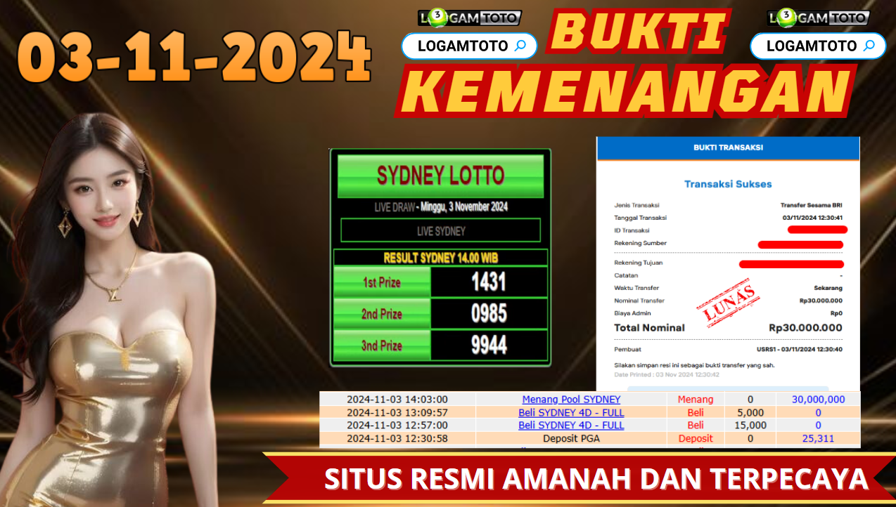 SELAMAT KEPADA MEMBER SETIA LOGAMTOTO BERHASIL JACKPOT DI PERMAINAN TOGEL SYDNEY LOTTO